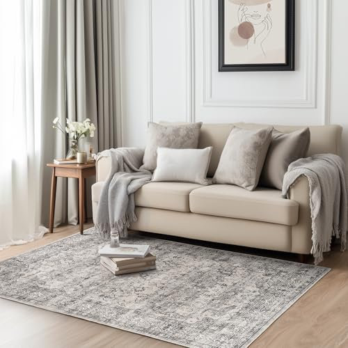 Topfinel Rug 120x170cm - Non Slip Washable for Living Room, Bedroom, Faux Wool Short Pile Carpet with Anti Slip Backing for Kitchen, Hallway