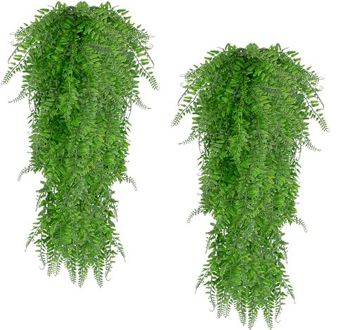 Rybtd 2 Pcs Artificial Hanging Plants Fern Vine 80CM Artificial Plant UV Resistant Plants Fake Ivy Leaves Decoration for Indoor Outdoor