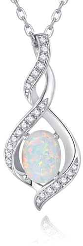 Leva Jewkis 925 Sterling Silber Edelstein Geburtsstein Halskette Infinity Anhänger Schmuck Geburtstag Schmuck für Frauen Mädchen Mutter, 40+5 CM