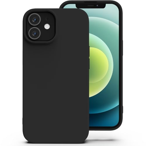 Zuvirelx Silikon Handyhülle für iPhone 12 Mini Hülle, Weiches Griff, Dünne, Minimalistisch, Stoßfest, rutschfest, Taschenpassend - Schwarz