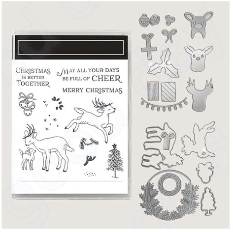 Wisafory Stempel und Stanzschablonen Set Stempel und Stanzformen Silikonstempel und Stanzen Set Weihnachts Stanzformen Schablonen für DIY, Scrapbooking, Grußkarten, Geschenkkarton-Dekoration 3#