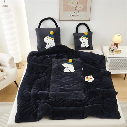 Hixingo Reisedecke und Kissen 2 in 1, Reisedecke mit Kissen Set Multifunktionale Reise Decke und Kissen 2 in 1 Weichem Flugzeug Verwandlungskissen für Urlaub, Camping (50 * 50cm,Schlitten-Dunkelgrau)
