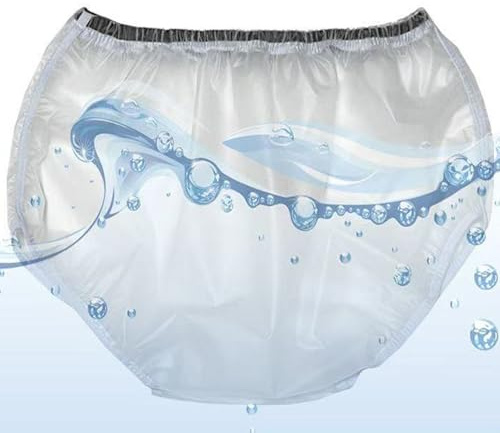 Leakproof Plastic Underwear for Women Washable Incontinence Pants for Men Ladies Protective Waterproof Pants Knickers for Double Incontinence Care Reusable Washable Low Noise,4XL
