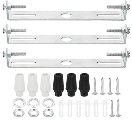 PATIKIL Kit Piastra Soffitto 115mm, 3 Set Staffa Montaggio Illuminazione Piastra Barra Crociata Acciaio per Lampada Sospesa Parete Casa con Vite Rondella Dado 2 Colori Cappuccio