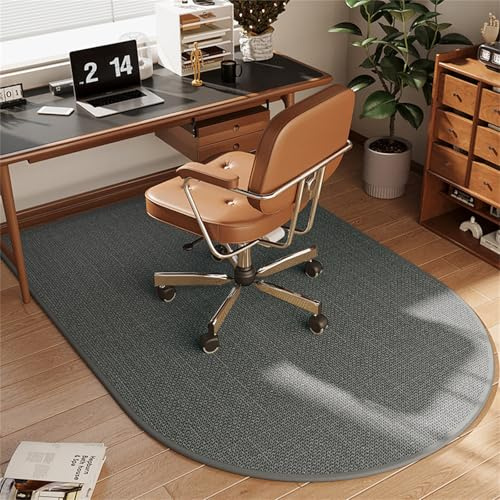 Highdi Bodenschutzmatte Bürostuhl, Bürostuhl Unterlage rutschfest Kratzfest Bodenmatte Stuhlunterlage, Leinen Bürostuhlunterlage Schreibtischstuhl Unterlage Teppich (Dunkelgrau,100x140cm)