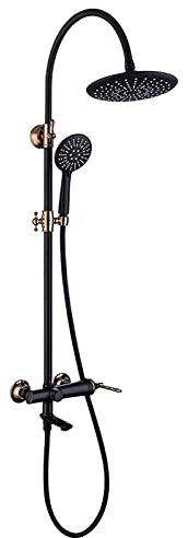 Sistema Vasca Pieghevole funzioni spruzzatore Portatile rubinetti Combo a Parete Set da 10 Pollici con e Kit di Rivestimento per Doccia, Nero