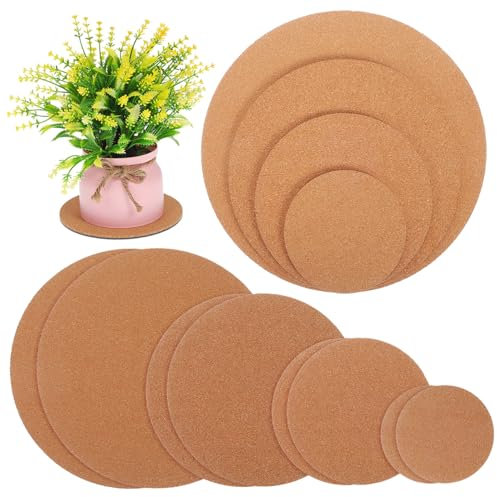 Abaodam 12pezzi Tappetini Sughero Rotondi per Piante Coaster Assorbente per Vasi Sottobicchieri per Bevande Protezione Superficiale Resistente all per Casa e Giardino