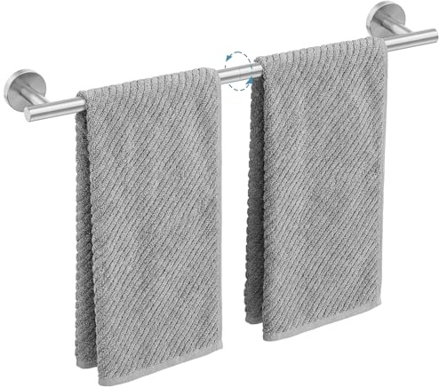 Brushed Nickel Towel Bar, 24 Inch Towel Rack for Bathroom Wall-Mounted, SUS304 Stainless Steel, Total Length 26 Inch
