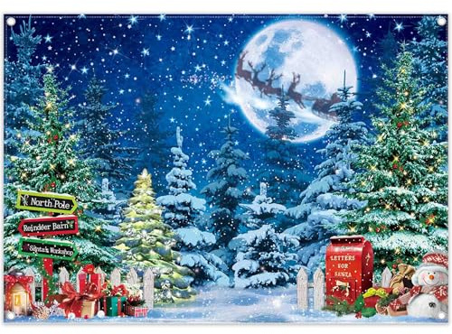Luminora 2,1 x 1,5 m Navidad Invierno Noche Bosque de pinos telón de Fondo Polo Norte Nieve árbol de Cuento de Hadas país de Las Maravillas Fondo bebé Ducha decoración Fiesta Foto Pancarta