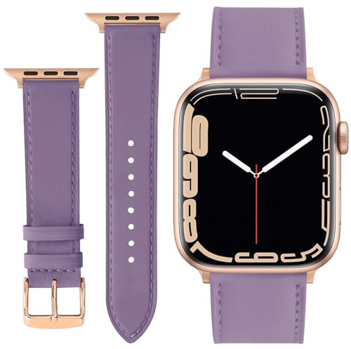 ONET8O Leather Strap Compatible with Apple Watch 38mm 40mm 41mm or 42mm 44mm 45mm 49mm Replacement Genuine Leather Bands for iWatch Series Women and Men Watch Wristband