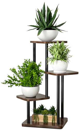 ONNIJUN Pflanzenständer für drinnen und draußen, Pflanzenregal, 4 Etagen, hohe Blumentöpfe, Halter, Eck-Gartenregale für Balkon, Wohnzimmer, Schlafzimmer, Terrasse