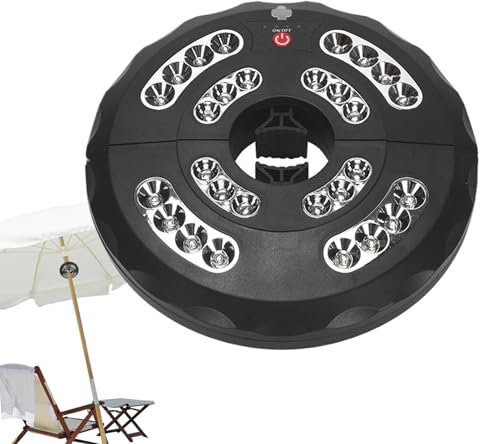 Luce Per Esterni Da Ombrellone, Luci Giardino Esterne Per Ombrelloni, Lampada Impermeabile Ricaricabile con 3 Impostazioni Regolabili per Giardino Piscina Cortile Campeggio Riunioni BBQ