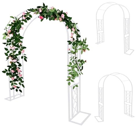 Arco da Giardino per Piante Rampicanti Metallo Arco di Nozze Ferro Pergolato da Giardino Robusto Arco per Rose per Decorazioni Nozze Esterni E Interni(Bianco,W 180 X H 230 CM)