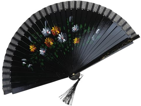 YUTNGYNG Elegant Spanish Dancing Fan, Vintage Hand Fan,Double Sided Hand Painted Florals Folding Fan for Performances Decoration and Photography Prop