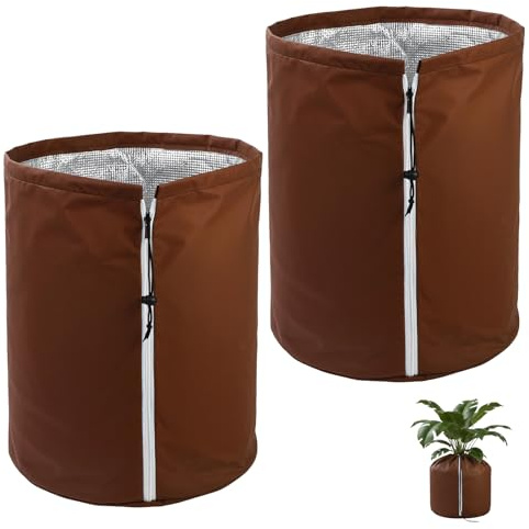 DTLLCZP 2 protezioni termiche per vaso 45 x 50 cm con cordino, isolamento invernale e protezione radicale per piante in vaso e vasi da fiori, protezione dal freddo come protezione invernale per piante