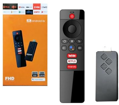 Android Tv Stick 8K 8 Go Ram 128 Gb Rom Télécommande Contrôle Vocal HDMI Streaming Ultra HD