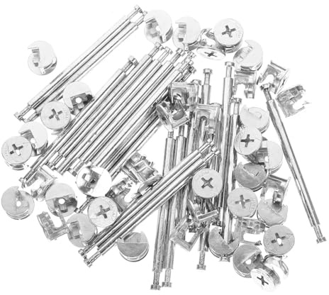 HOODANCOS 20 Sets Furniture Connecting Fasteners Cam Lock Fittings Kit with Double-ended Dowels for Cabinet Assembly Easy Installation Strong Load-bearing and Practical