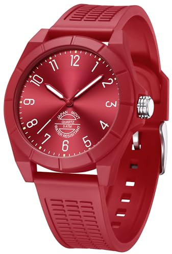 findtime Analoge Armbanduhr Quarz Uhren Unisex 5ATM Wasserdicht LED Beleuchtung Stoppuhr Kinderuhr Für Jungen Mädchen Leicht zu Lesen Großes Zifferblatt Schwarz