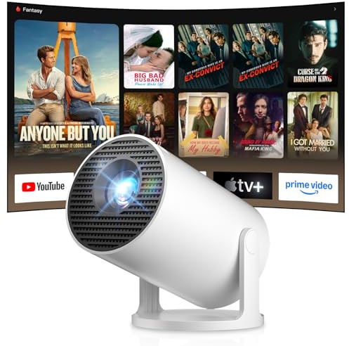 Salange 2026 Mini Vidéoprojecteur 4K Supportée Android 14, Smart Projecteur Vidéo Portable, avec WiFi 6 et Bluetooth Auto Keystone, Petit Retroprojecteur pour Téléphone Portable, Home Cinéma