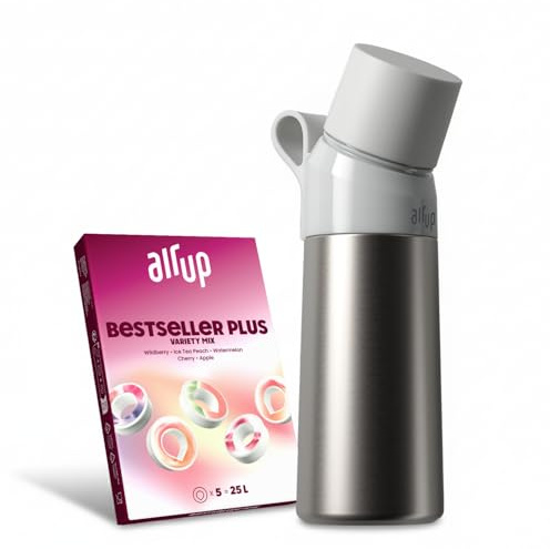 AIR UP Twist Pro Steel Starter Set 480 ml I Borraccia in acciaio inox I 5 pods aromatizzati senza zucchero