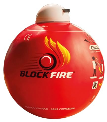 Block’Fire Bola Extintora Compacta con Soporte – Protección Contra Incendios para Casa, Garaje, Oficina y Vehículo – Sin Mantenimiento 5 Años – Formato Ligero y Fácil de Instalar