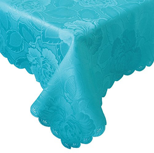 Damast Tischdecke 160x260cm Tischtuch Tischwäsche Tafeltuch Jacquard Eckig Rosen (Mintgrün)