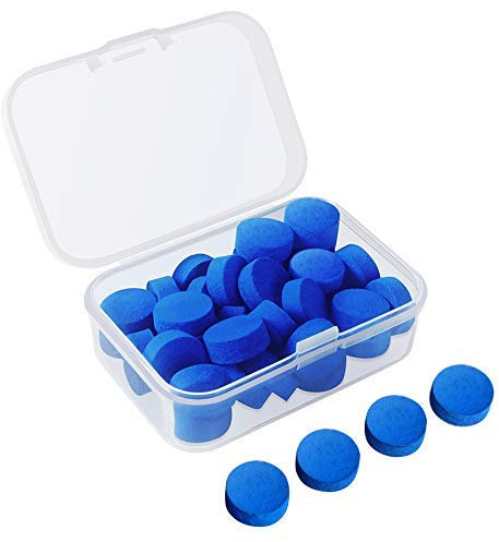 30 Stücke Pool Queue Tipps 12mm Billard Queue Ersatz Tipps mit Klarem Kasten für Snooker Pool Queues (Blue Cue Tipps)