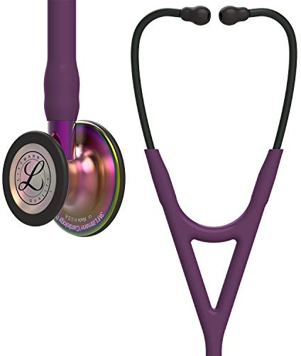 3M Littmann Cardiology IV Diagnostic Stethoscope, Rainbow-Finish Chestpiece, Plum Tube, Violet Stem and Black Headset, 27 inch, 6205