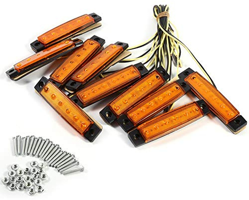 Keenso Feux de Gabarit Latéraux, Feux de Côté 10x 6 LED Indicateur de Position Lumière de Lampe de Clignotant pour Camion de Caravane (Yellow)