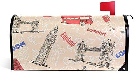 Linomo Briefkastenabdeckung, magnetisch, Motiv: England UK Big Ben London Briefkasten, Briefkasten, Abdeckung, für Haus, Garten, Hof, Außendekoration, für Übergröße 63,5 x 53,3 cm