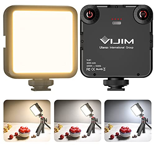 VIJIM VL81 Lampe vidéo LED sur appareil photo 3 200 K-5600 K avec variateur d'intensité bicolores, CRI95+