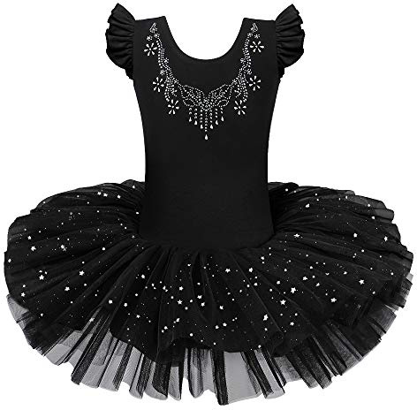 ZNYUNE Mädchen Kinder Ballett Tanz Kleid Klassik Ballettanzug 184 Black XXL