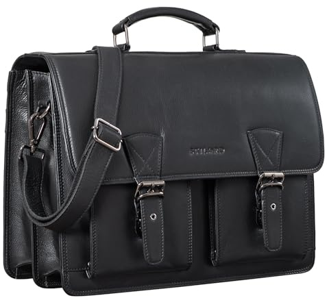 STILORD Jeffrey Lehrertasche Aktentasche Leder Große Vintage Ledertasche zum Umhängen 15.6 Zoll Laptop Tasche für Schule Uni Business Trolley Aufsteckbar Farbe:princeton - braun