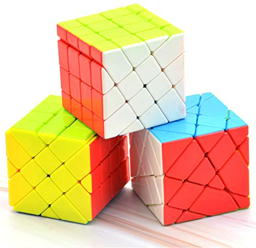 Yealvin 4x4x4 Speed Cube Set, Magic Cube Bundle of 4x4 Windmill Cube Fisher Cube and Axis Cube 4x4 Stickerless Cube Brain Teasers Puzzle Toys Colorful 3 Pack