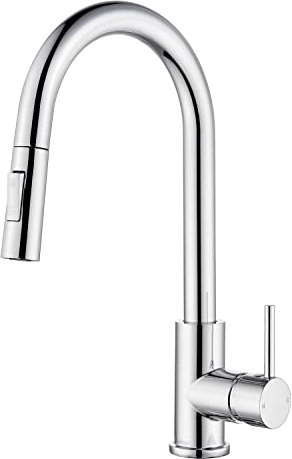 Tohlar Wasserhahn Küche Chrom, 360° Schwenkbar Küchenarmatur mit Ausziehbare Brause, Hochdruck Mischbatterien für Küche Moderner Edelstahl Spültischarmatur