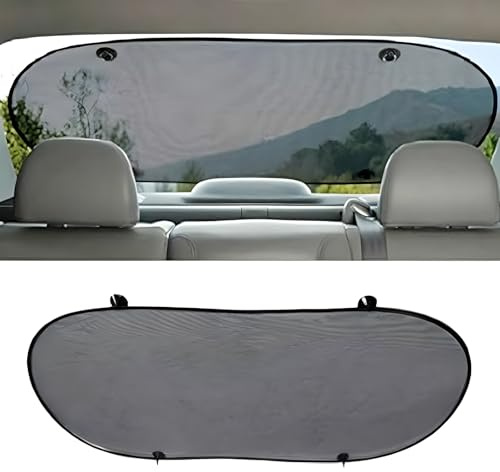 Car Rear Window Sun Shade Mesh Screen 100x50cm Foldable with Suction Cups | Compatible with Most Cars, Vans and SUVs, Breathable Mesh Rear Window Cover for Daily Sun Protection