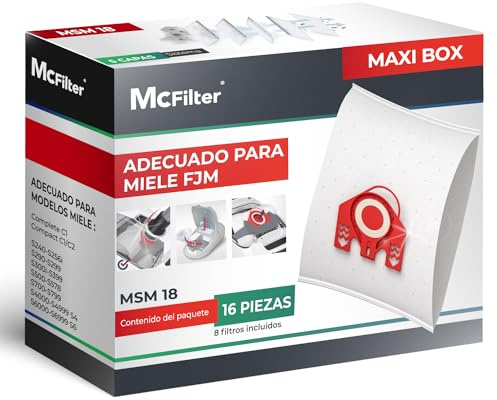 McFilter I 16 Staubsaugerbeutel geeignet für Miele Staubsauger FJM, passend für Tango Plus S381, S771, Staubbeutel inkl. 8 Filter mit automatischem Staubverschluss, MAXI BOX