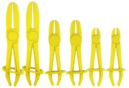 Kellegour 6 Stück Schlauchklemmen Zangen Set,Abklemmen Zange Set,Schlauchklemmenzangen Set,Schlauch Abklemmzange,Bremsschlauch Klemme,zum Abklemmen von Kühlschläuchen,Brems- und Benzinleitungen,Gelb