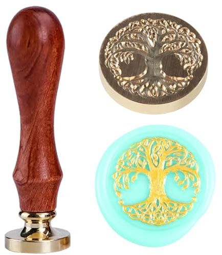 Wachssiegelstempel mit Baum des Lebens, Wikingerrune, Siegelwachsstempel, 25 mm, Siegelstempelkopf für Briefversiegelung, Hochzeitsumschläge, DIY, individuelle Geschenkverpackungen