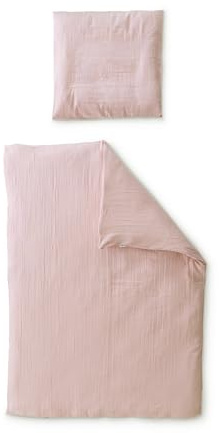 Ehrenkind® Bettwäsche-Set Musselin | 100% Bio-Baumwolle | Standard 100 by Oeko-TEX | 200x135cm + 80x80cm Rose Bettwäsche 135x200