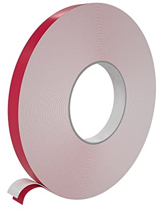Wooden World - Double side Foam tape PE - White foam - 1 mm Thick 9 mm width and 50 m long - Red spacer