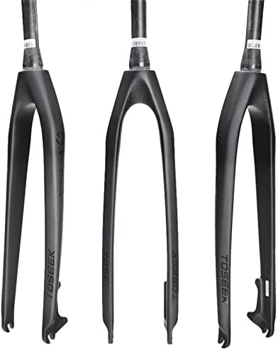 Fibra di Carbonio 26/27.5/29 Freno a Disco Rigido Forcella MTB Offset 39mm 28.6mm Tubo affusolato Senza Filettatura 1-1/8 Forcelle Anteriori per Mountain Bike superleggere,Black,26