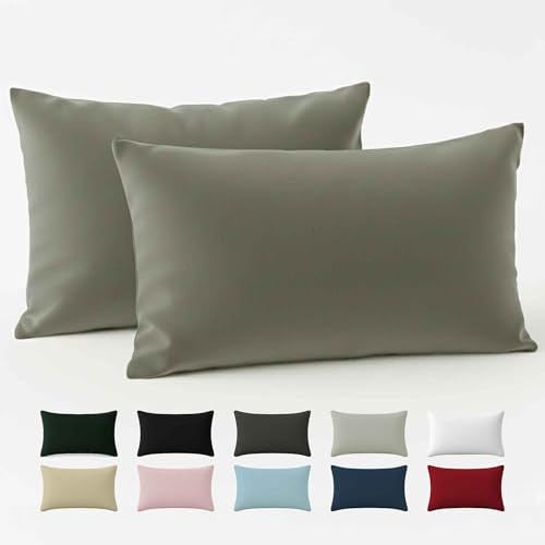 Dreamzie - Kissenbezug 40x60cm - 100% Baumwolle Renforcé - Hellgrau | 2er Set · Oeko-Tex zertifiziert · mit Reißverschluss · Kopfkissenbezug & Kissenhülle · 57 Fäden/cm² · Weich & Kühlend