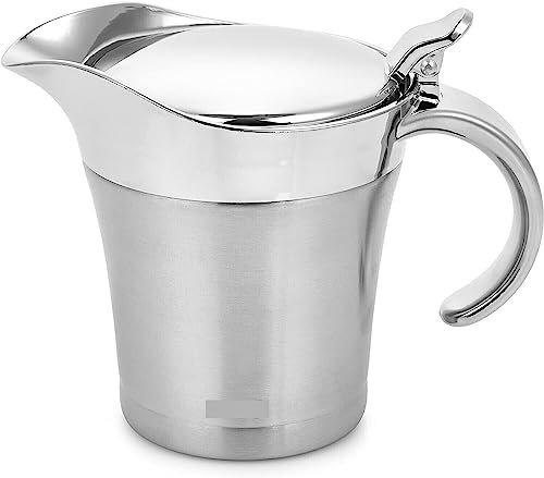 Kitchen Utensil 500ml Stainless Steel Double Insulated Gravy Boat (Colour: Silver)