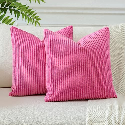 JOTOM 2er Set Cord Kissenbezüge Kissenhülle Dekorative Zierkissen Sofakissen Couchkissen Dekokissen Kissenbezug Deko Kissenhülle für Sofa Wohnzimmer 40x40cm Rosa Rot