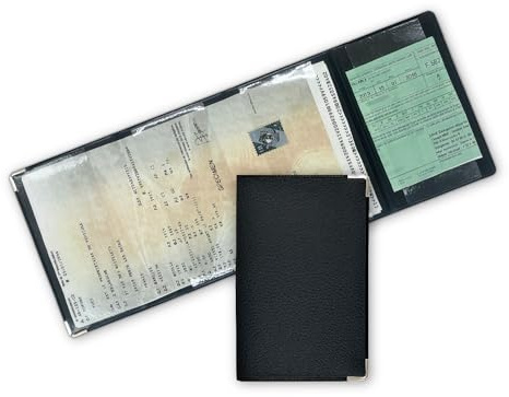 nemau - Porte Carte Grise 4 Volets en Simili Cuir – Fabriqué en France – Étui Documents Véhicule, Assurance & Permis – Élégant, Compact et Résistant – Couleur Noir