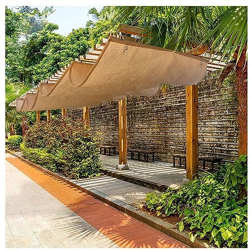 Toldos Retráctiles para Pérgola Cubierta De Sombra Toldo De Ola para Patio Exterior Porche Jardín - con Cable De Acero (Color : Sand, Tamaño : 1.5x4m)