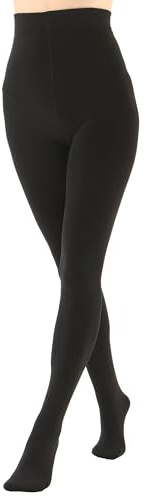 EVERSWE Women's Opaque Fleece Lined Tights, Thermal Tights (Black,M)