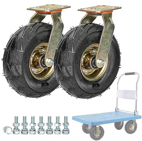 200mm 250mmm Bockrolle / Lenkrolle / Bremsrollen 2 Stück, Keine Spuren & Leise Luftreifen Gummi Lenkrolle, Schwerlast Ersatz Rollen Für Trolleys Möbel Werkbank, Tragfähigkeit 200KG Pro Rolle ( Color :