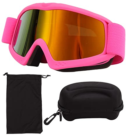 Occhiali da Sci per Bambini Lenti con Rivestimento HD Protezione UV Resistenza Agli Urti Occhiali da Neve Regolabili Occhiali per lo Sci(Rosa)